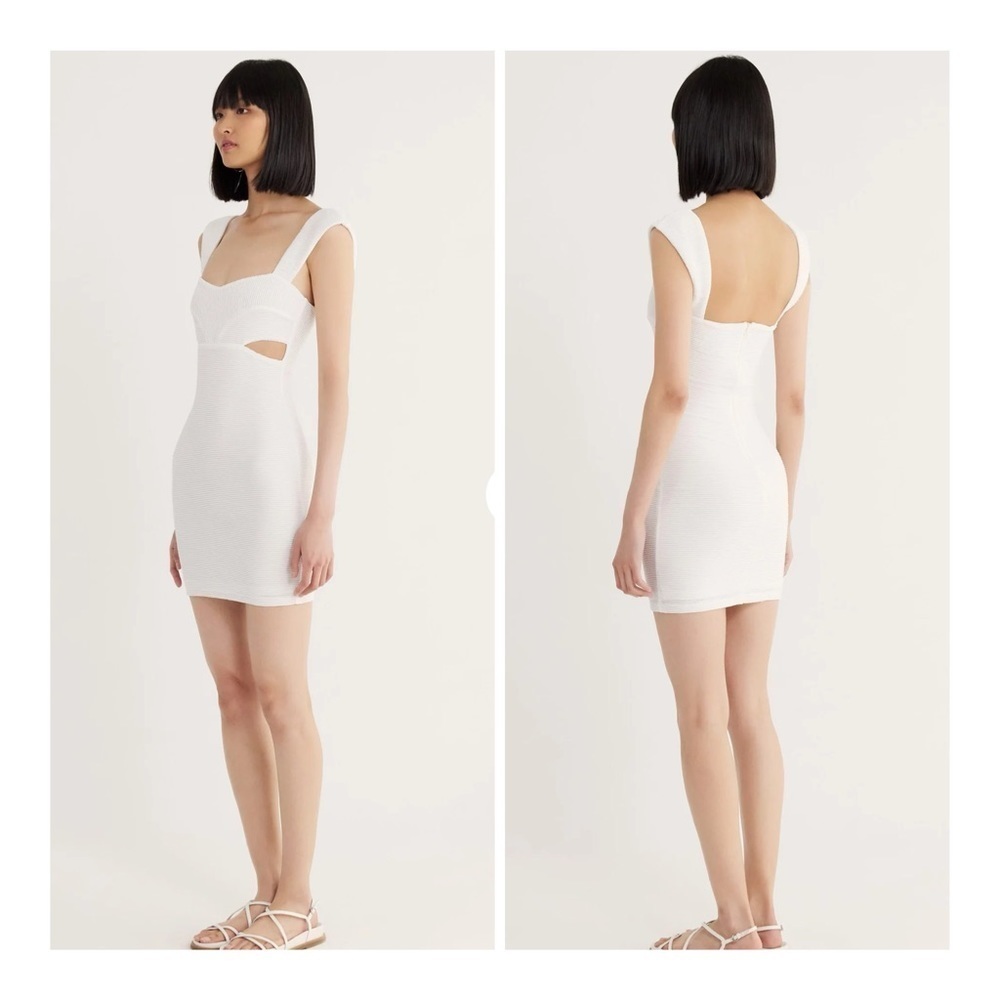 Rumer | Little White Dress LWD Textured Cut Out Rae Mini Dress | XS - Picture 2 of 9